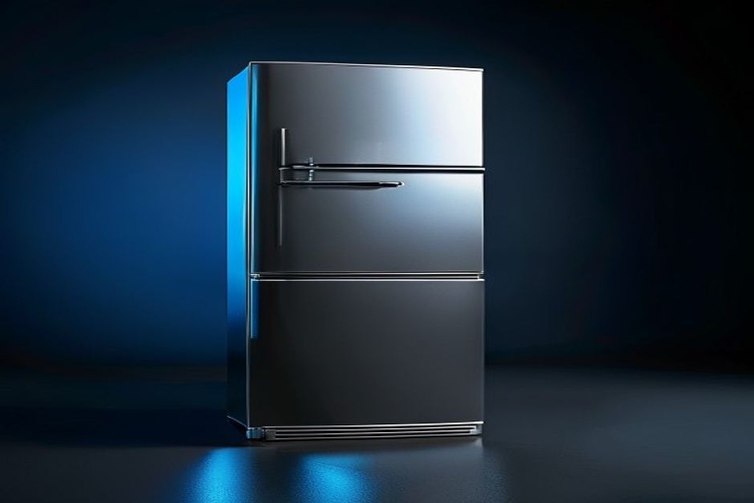 Silver double-door refrigerator