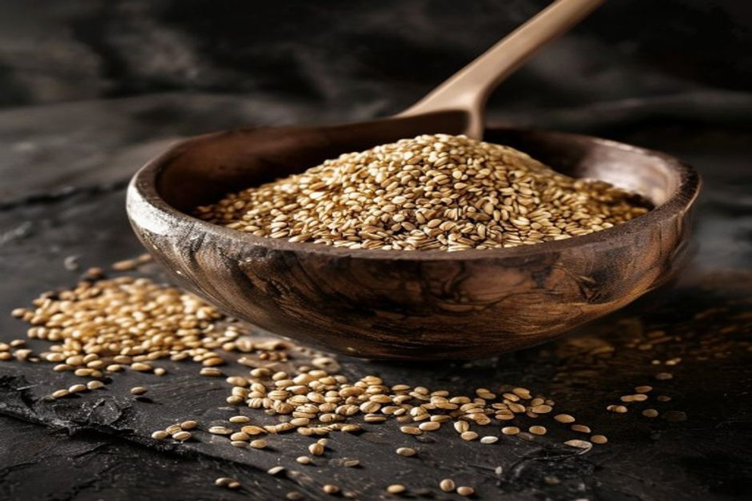 Bowl of golden sesame seeds
